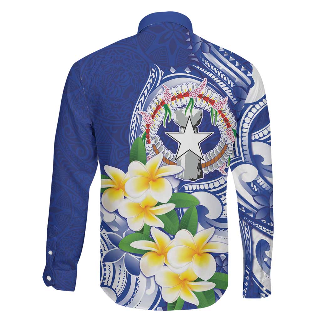 Northern Mariana Islands Family Matching Long Sleeve Bodycon Dress and Hawaiian Shirt Polynesian Pattern With Frangipani