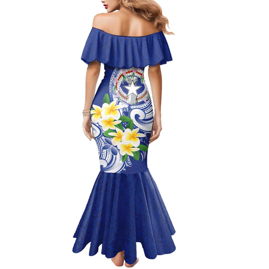 Northern Mariana Islands Family Matching Mermaid Dress and Hawaiian Shirt Polynesian Pattern With Frangipani