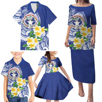 Northern Mariana Islands Family Matching Puletasi and Hawaiian Shirt Polynesian Pattern With Frangipani