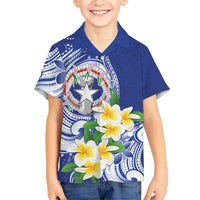 Northern Mariana Islands Family Matching Short Sleeve Bodycon Dress and Hawaiian Shirt Polynesian Pattern With Frangipani
