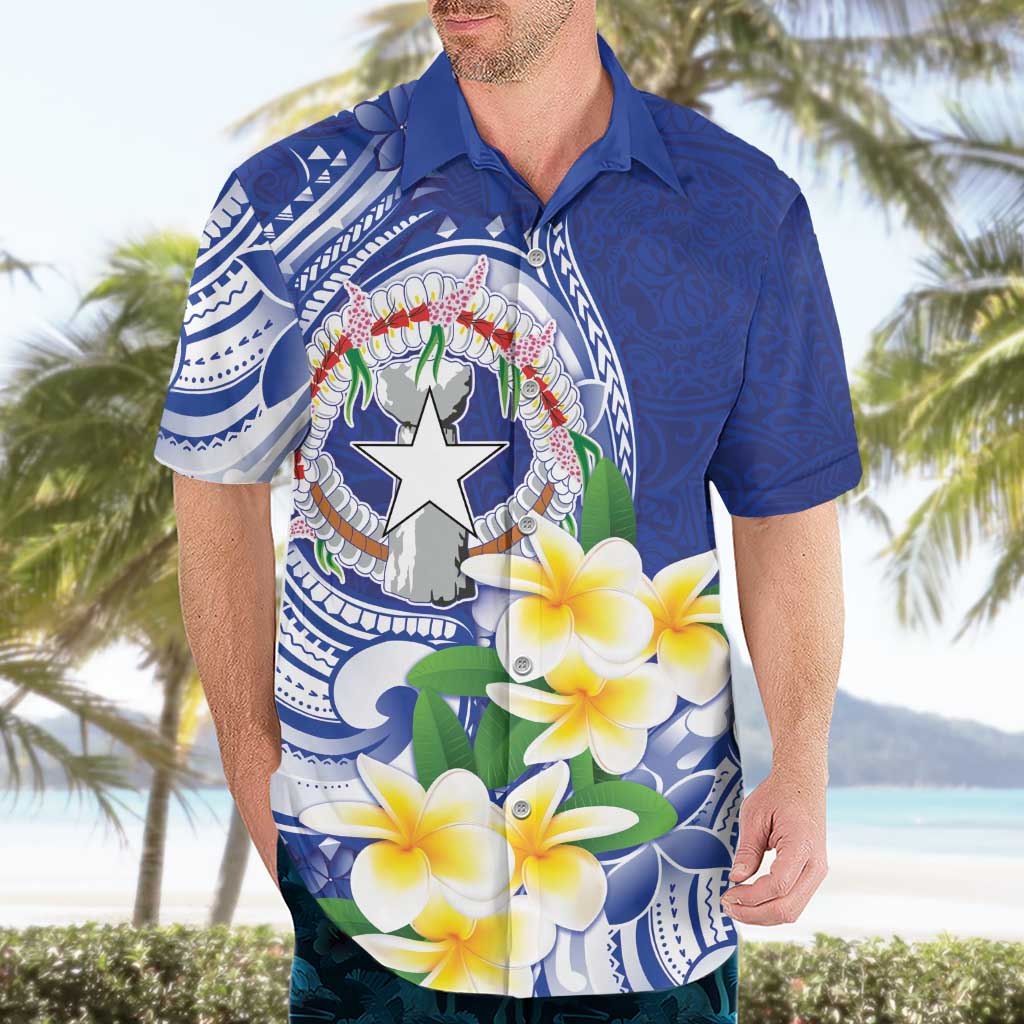 Northern Mariana Islands Hawaiian Shirt Polynesian Pattern With Frangipani