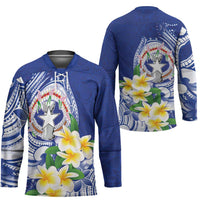 Northern Mariana Islands Hockey Jersey Polynesian Pattern With Frangipani