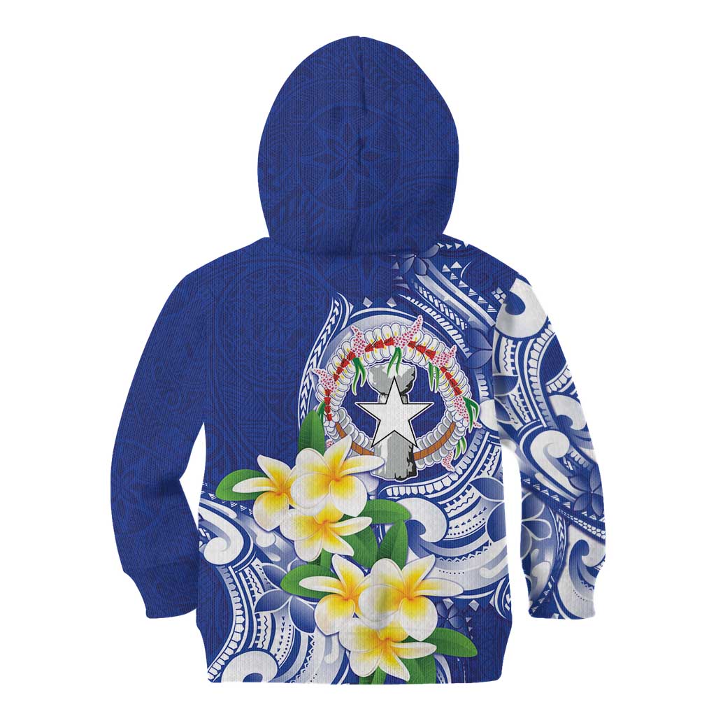 Northern Mariana Islands Kid Hoodie Polynesian Pattern With Frangipani