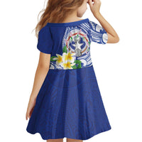 Northern Mariana Islands Kid Short Sleeve Dress Polynesian Pattern With Frangipani