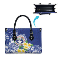 Northern Mariana Islands Leather Bag Polynesian Pattern With Frangipani