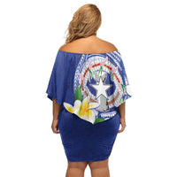 Northern Mariana Islands Off Shoulder Short Dress Polynesian Pattern With Frangipani