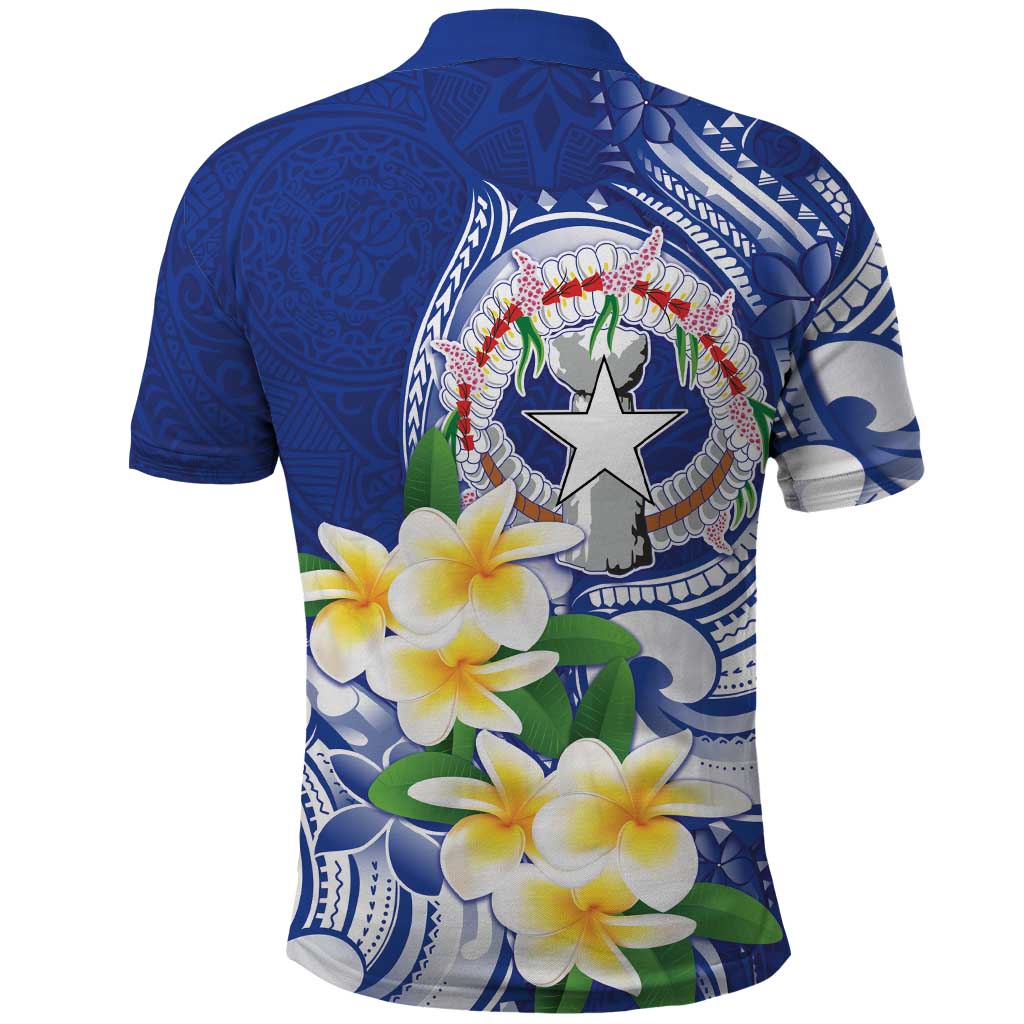 Northern Mariana Islands Polo Shirt Polynesian Pattern With Frangipani
