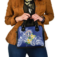 Northern Mariana Islands Shoulder Handbag Polynesian Pattern With Frangipani