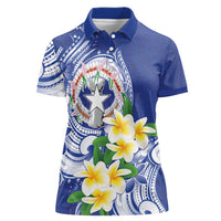 Northern Mariana Islands Women Polo Shirt Polynesian Pattern With Frangipani