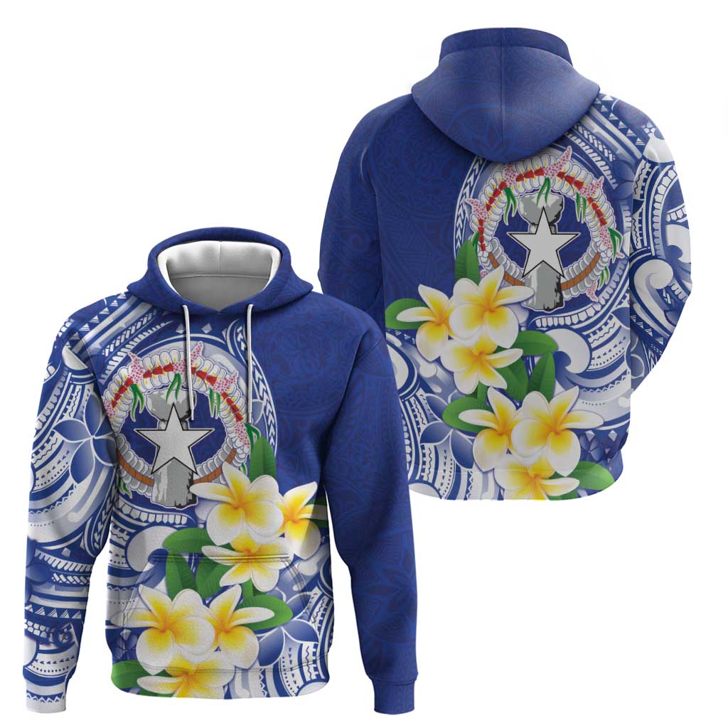Northern Mariana Islands Zip Hoodie Polynesian Pattern With Frangipani