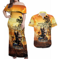 Hawaii Memorial Day Couples Matching Off Shoulder Maxi Dress and Hawaiian Shirt Remember Their Sacrifice