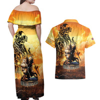 Hawaii Memorial Day Couples Matching Off Shoulder Maxi Dress and Hawaiian Shirt Remember Their Sacrifice