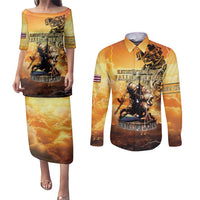 Hawaii Memorial Day Couples Matching Puletasi and Long Sleeve Button Shirt Remember Their Sacrifice