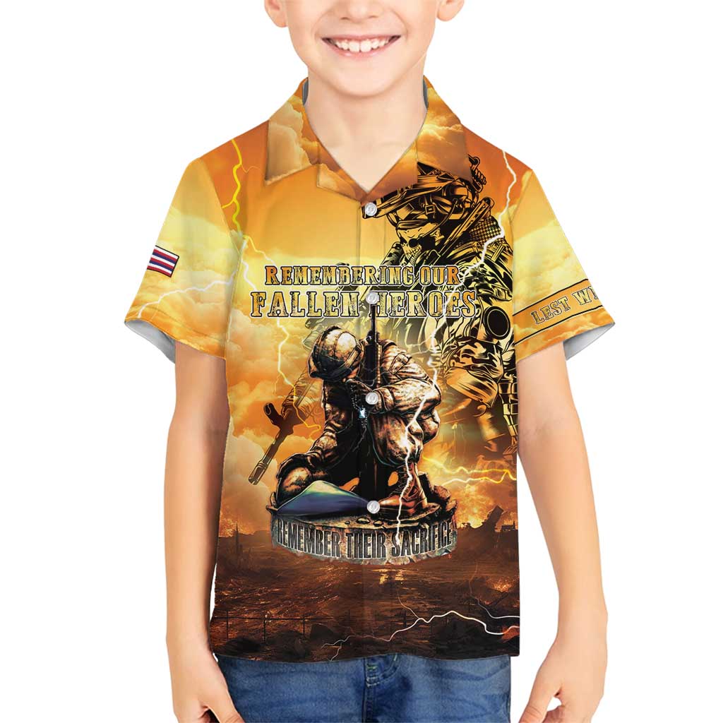 Hawaii Memorial Day Family Matching Off Shoulder Short Dress and Hawaiian Shirt Remember Their Sacrifice LT05 Son's Shirt Yellow - Polynesian Pride