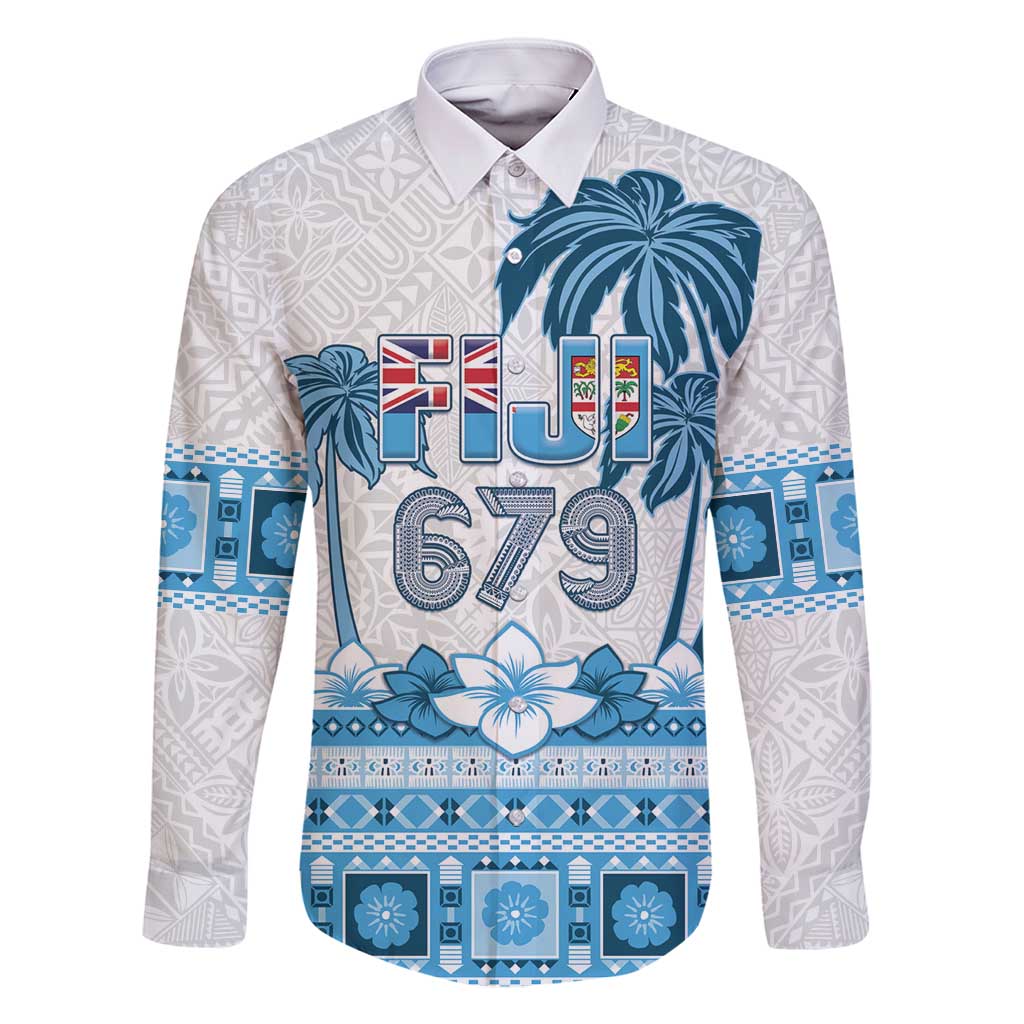 Fiji 679 Constitution Day Family Matching Long Sleeve Bodycon Dress and Hawaiian Shirt Fijian Tapa Pattern LT05 Dad's Shirt - Long Sleeve Blue - Polynesian Pride