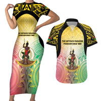Vanuatu Independence Day Couples Matching Short Sleeve Bodycon Dress and Hawaiian Shirt The Untouched Paradise