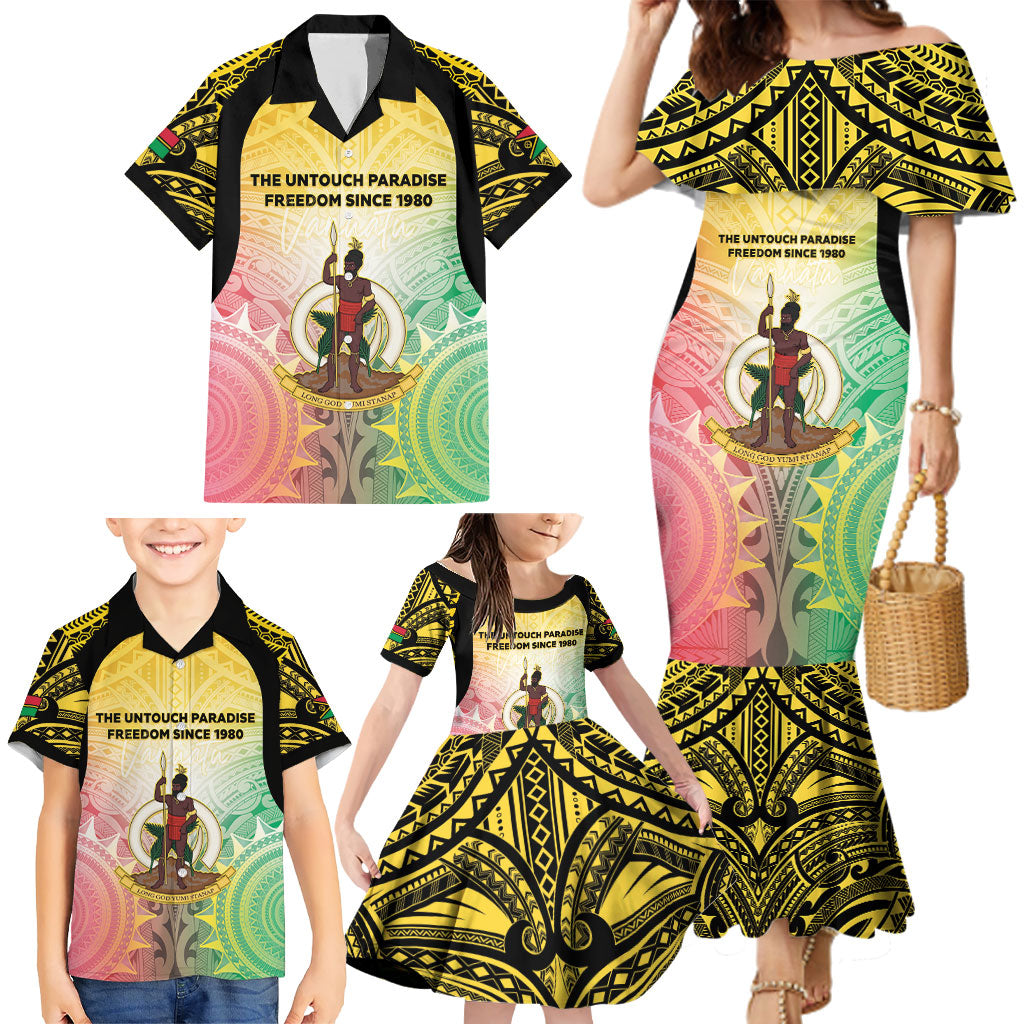 Vanuatu Independence Day Family Matching Mermaid Dress and Hawaiian Shirt The Untouched Paradise LT05 - Polynesian Pride