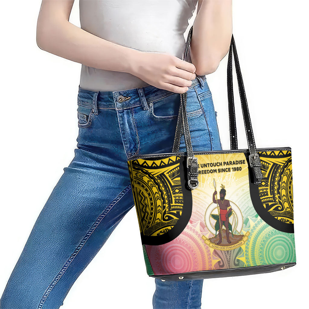 Vanuatu Independence Day Leather Tote Bag The Untouched Paradise