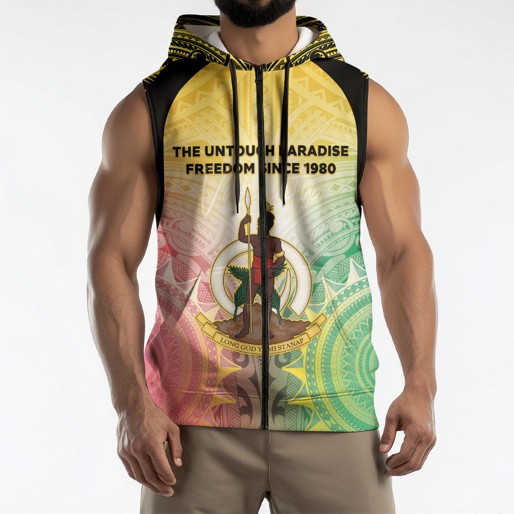 Vanuatu Independence Day Sleeveless Zip Hoodie The Untouched Paradise