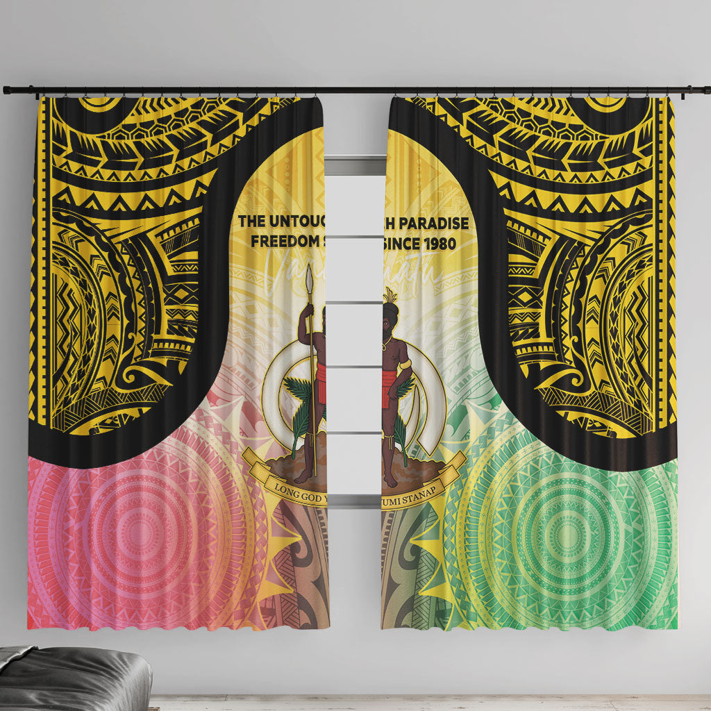 Vanuatu Independence Day Window Curtain The Untouched Paradise LT05 With Hooks Colorful - Polynesian Pride