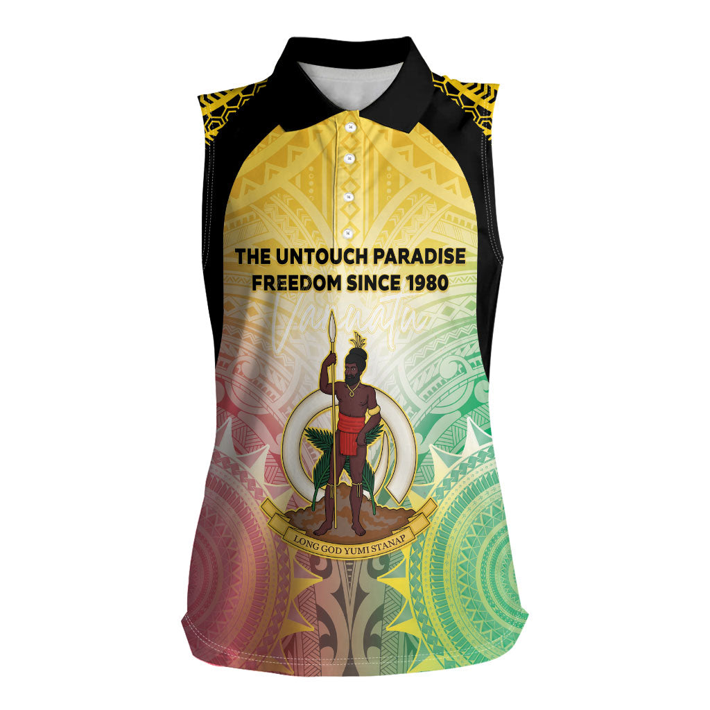 Vanuatu Independence Day Women Sleeveless Polo Shirt The Untouched Paradise