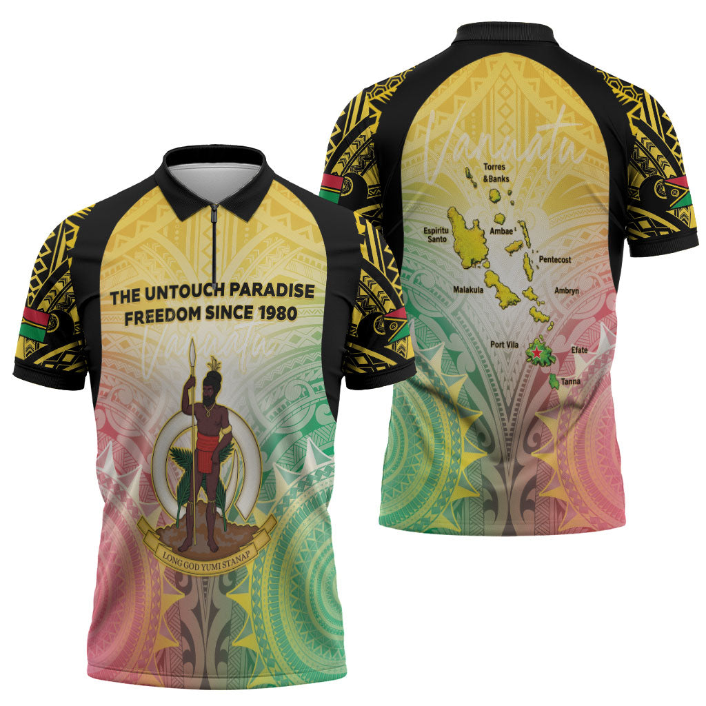 Vanuatu Independence Day Zipper Polo Shirt The Untouched Paradise