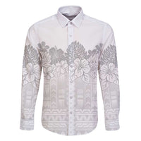 Samoa Lotu Tamaiti Family Matching Long Sleeve Bodycon Dress and Hawaiian Shirt White Sunday Polynesian Pattern With Tropical Flowers LT05 Dad's Shirt - Long Sleeve White - Polynesian Pride