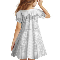 Samoa Lotu Tamaiti Family Matching Off The Shoulder Long Sleeve Dress and Hawaiian Shirt White Sunday Polynesian Pattern With Tropical Flowers LT05 - Polynesian Pride