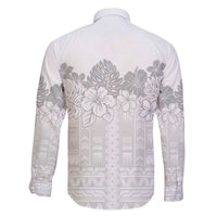 Samoa Lotu Tamaiti Family Matching Off The Shoulder Long Sleeve Dress and Hawaiian Shirt White Sunday Polynesian Pattern With Tropical Flowers LT05 - Polynesian Pride