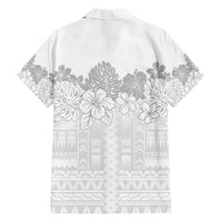 Samoa Lotu Tamaiti Family Matching Off Shoulder Maxi Dress and Hawaiian Shirt White Sunday Polynesian Pattern With Tropical Flowers LT05 - Polynesian Pride