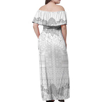 Samoa Lotu Tamaiti Family Matching Off Shoulder Maxi Dress and Hawaiian Shirt White Sunday Polynesian Pattern With Tropical Flowers LT05 - Polynesian Pride