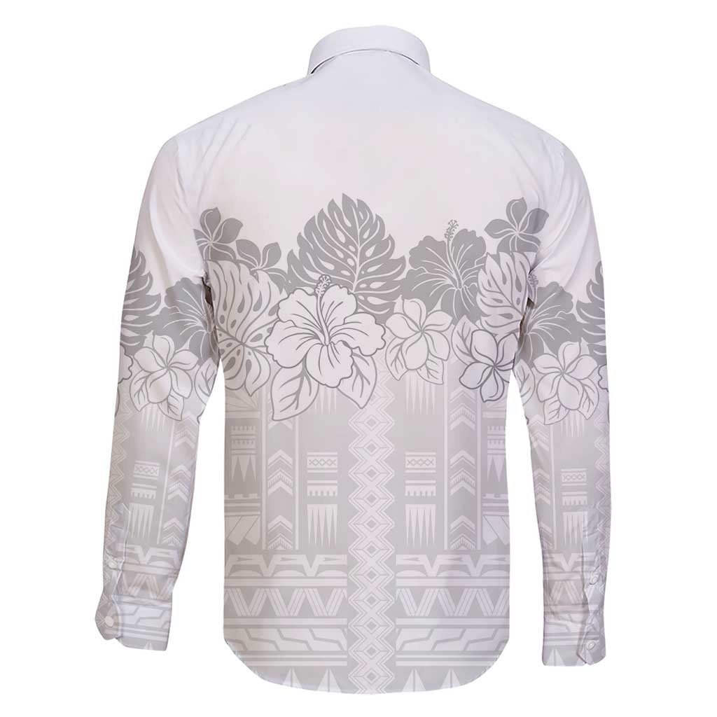 Samoa Lotu Tamaiti Family Matching Short Sleeve Bodycon Dress and Hawaiian Shirt White Sunday Polynesian Pattern With Tropical Flowers LT05 - Polynesian Pride