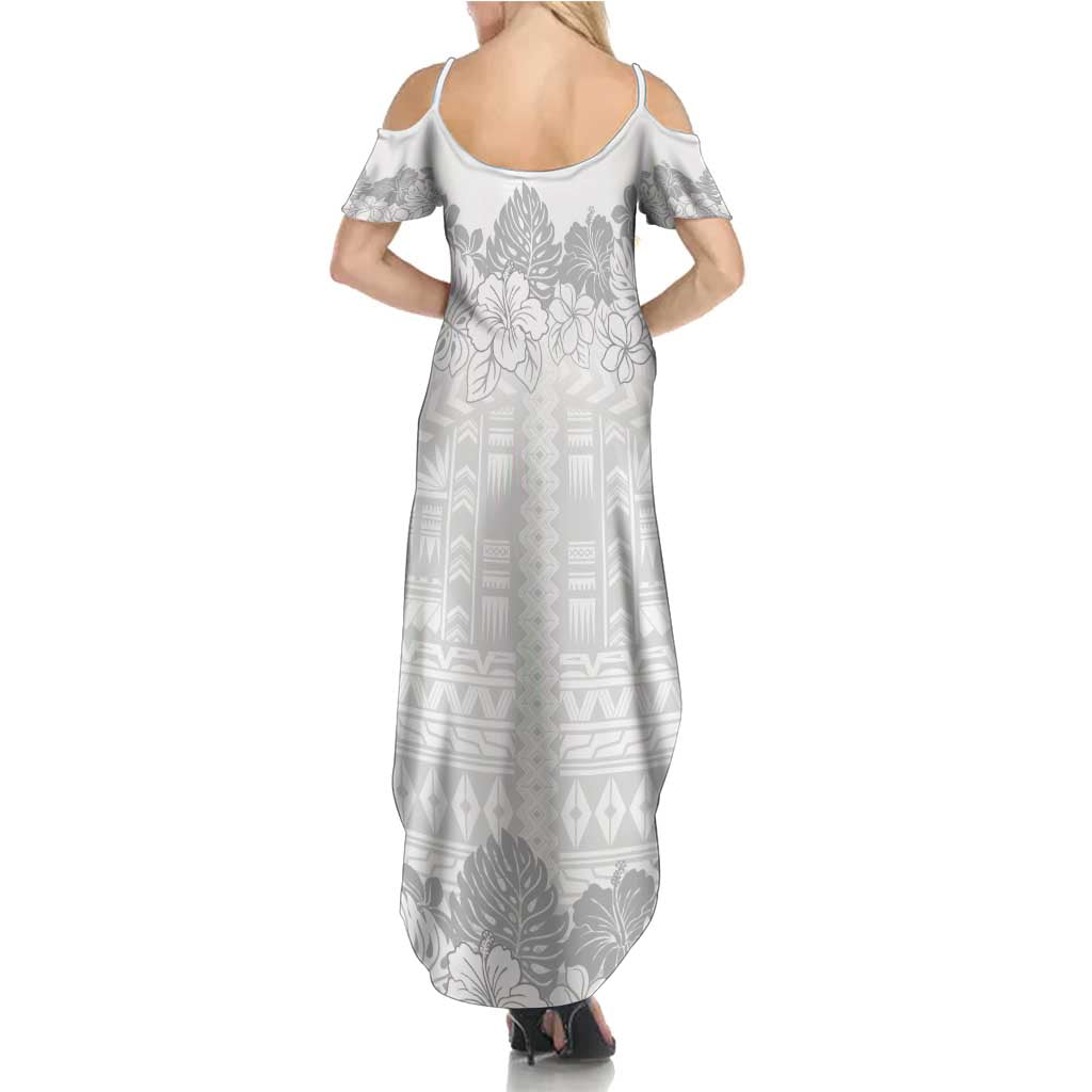 Samoa Lotu Tamaiti Family Matching Summer Maxi Dress and Hawaiian Shirt White Sunday Polynesian Pattern With Tropical Flowers LT05 - Polynesian Pride