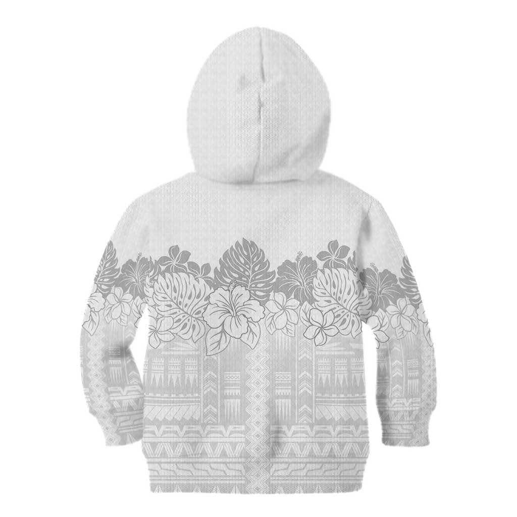 Samoa Lotu Tamaiti Kid Hoodie White Sunday Polynesian Pattern With Tropical Flowers LT05 - Polynesian Pride