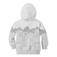 Samoa Lotu Tamaiti Kid Hoodie White Sunday Polynesian Pattern With Tropical Flowers LT05 - Polynesian Pride