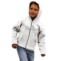 Samoa Lotu Tamaiti Kid Hoodie White Sunday Polynesian Pattern With Tropical Flowers LT05 - Polynesian Pride