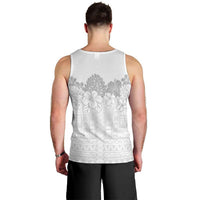 Samoa Lotu Tamaiti Men Tank Top White Sunday Polynesian Pattern With Tropical Flowers