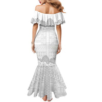Samoa Lotu Tamaiti Mermaid Dress White Sunday Polynesian Pattern With Tropical Flowers