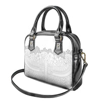 Samoa Lotu Tamaiti Shoulder Handbag White Sunday Polynesian Pattern With Tropical Flowers