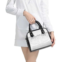Samoa Lotu Tamaiti Shoulder Handbag White Sunday Polynesian Pattern With Tropical Flowers