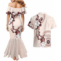Bula Fiji Language Week Couples Matching Mermaid Dress and Hawaiian Shirt Fijian Tapa Pattern With Tagimoucia Flower LT05 - Polynesian Pride