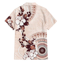Bula Fiji Language Week Family Matching Off Shoulder Short Dress and Hawaiian Shirt Fijian Tapa Pattern With Tagimoucia Flower LT05 - Polynesian Pride