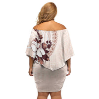 Bula Fiji Language Week Family Matching Off Shoulder Short Dress and Hawaiian Shirt Fijian Tapa Pattern With Tagimoucia Flower LT05 - Polynesian Pride