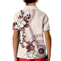Bula Fiji Language Week Kid Polo Shirt Fijian Tapa Pattern With Tagimoucia Flower