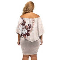 Bula Fiji Language Week Off Shoulder Short Dress Fijian Tapa Pattern With Tagimoucia Flower LT05 - Polynesian Pride