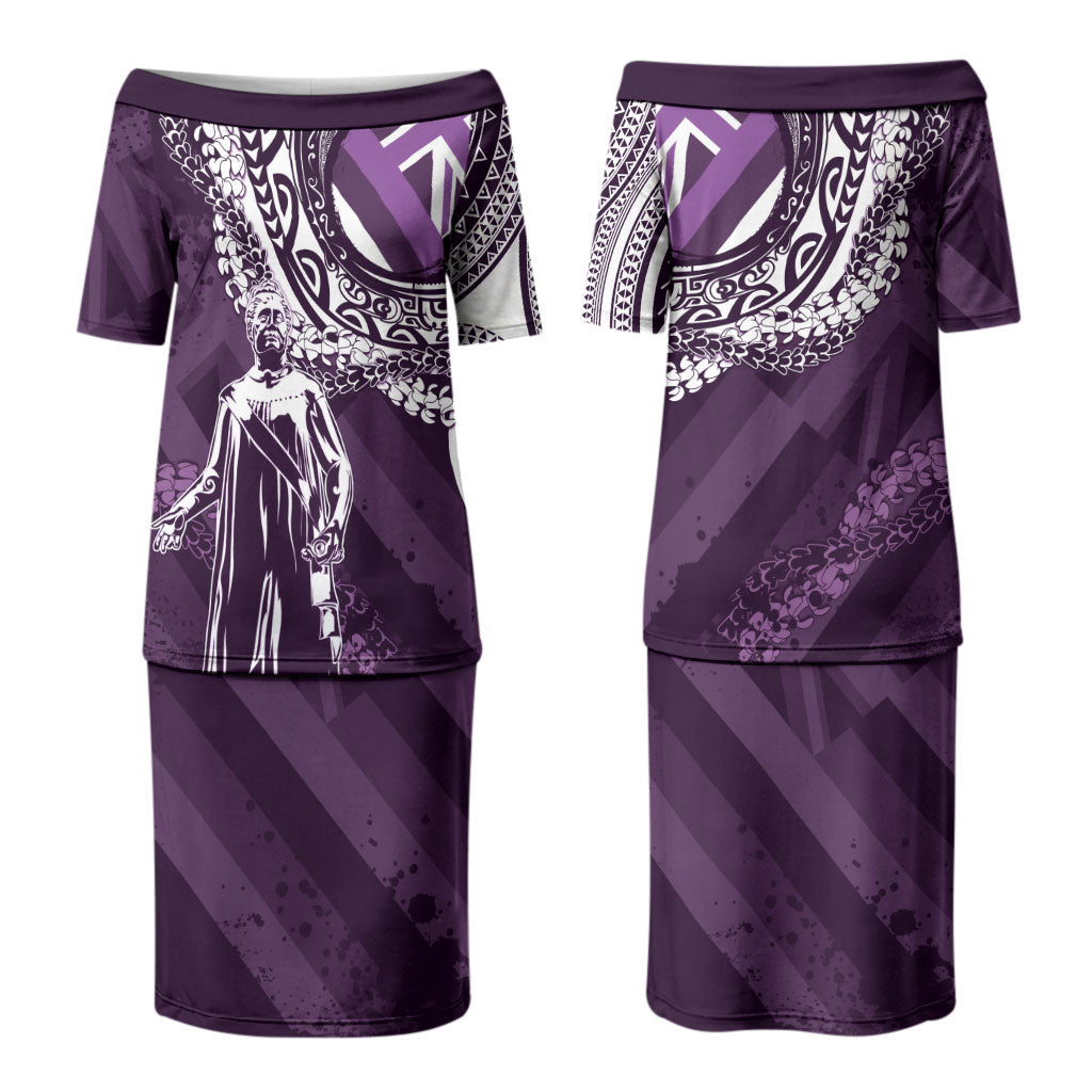 Hawaii Queen Liliuokalani Couples Matching Puletasi and Hawaiian Shirt Hawaiian Maile Lei Flag Style LT05 - Polynesian Pride