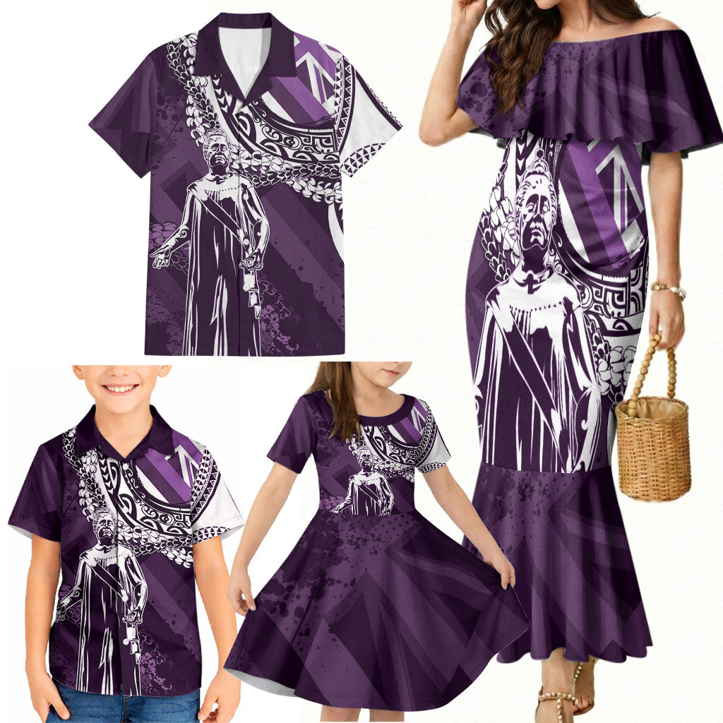 Hawaii Queen Liliuokalani Family Matching Mermaid Dress and Hawaiian Shirt Hawaiian Maile Lei Flag Style