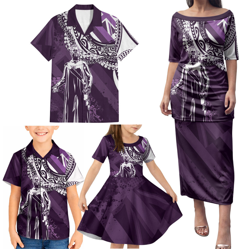 Hawaii Queen Liliuokalani Family Matching Puletasi and Hawaiian Shirt Hawaiian Maile Lei Flag Style LT05 - Polynesian Pride