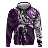 Hawaii Queen Liliuokalani Hoodie Hawaiian Maile Lei Flag Style LT05 Pullover Hoodie Purple - Polynesian Pride