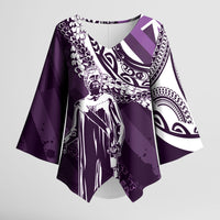 Hawaii Queen Liliuokalani Kimono Sleeve Blouse Hawaiian Maile Lei Flag Style LT05 Female Purple - Polynesian Pride